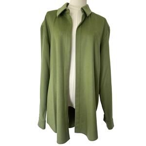 Dana Buchman 14 Sage Green Cashmere Open Front Cardigan Jacket Top Quiet Luxury